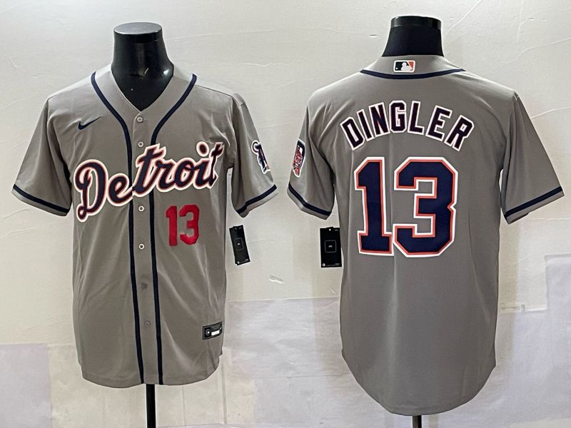 Men 2025 Detroit Tigers #13 Dingler Grey Nike MLB Jersey 02->detroit tigers->MLB Jersey